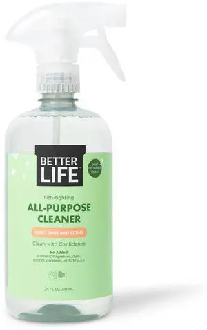 Better Life All Purpose Cleaner - Plant Based Home and Kitchen Cleaning Spray for Glass, Countertops, Appliances, Upholstery & More - Multi-surface Spray Cleaner - 24oz Clary Sage & Citrus Better Life All Purpose Cleaner - Plant Based Home and Kitchen Cleaning Spray for Glass, Countertops, Appliances, Upholstery & More - Multi-surface Spray Cleaner - 24oz Clary Sage & Citrus
