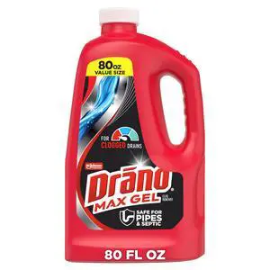 Drano Max Gel Drain Clog Remover & Cleaner, Fast-Acting to Unclog Standing Water & Remove Hair, Grease & Food Blockages, Safe for all Pipes & Septic, Kitchen Sinks, Bathroom Showers & Tubs, 80 Oz Drano Max Gel Drain Clog Remover & Cleaner, Fast-Acting to Unclog Standing Water & Remove Hair, Grease & Food Blockages, Safe for all Pipes & Septic, Kitchen Sinks, Bathroom Showers & Tubs, 80 Oz