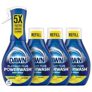 Dawn Powerwash Spray, Dish Soap, Dishwashing Liquid, Cleaning Supplies, Lemon, 1 Starter Kit + 3 Refills, 4 Units of 16oz (64oz) Dawn Powerwash Spray, Dish Soap, Dishwashing Liquid, Cleaning Supplies, Lemon, 1 Starter Kit + 3 Refills, 4 Units of 16oz (64oz)