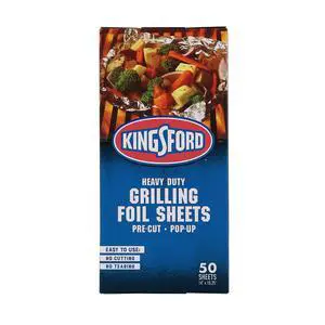 Kingsford Heavy Duty Pop-Up Grilling Foil Sheets, Pre-Cut Aluminum Foil Sheets for BBQ, Smoking, Roasting, Baking and Food Storage, Disposable Food Wrap, No Cutting Needed, 50 Count Kingsford Heavy Duty Pop-Up Grilling Foil Sheets, Pre-Cut Aluminum Foil Sheets for BBQ, Smoking, Roasting, Baking and Food Storage, Disposable Food Wrap, No Cutting Needed, 50 Count