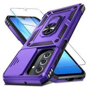 Janmitta Compatible with Samsung Galaxy A17 5G Case Built in Slide Camera Lens Cover+Screen Protector+Finger Ring Holder Kickstand,Heavy Duty Shockproof Full Body Phone Cover,Purple Janmitta Compatible with Samsung Galaxy A17 5G Case Built in Slide Camera Lens Cover+Screen Protector+Finger Ring Holder Kickstand,Heavy Duty Shockproof Full Body Phone Cover,Purple