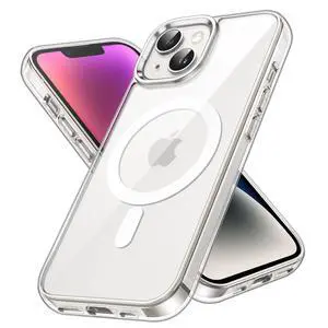 JETech Magnetic Case for iPhone 14 6.1-Inch Compatible with MagSafe Wireless Charging, Shockproof Phone Bumper Cover, Anti-Scratch Clear Back (Clear) JETech Magnetic Case for iPhone 14 6.1-Inch Compatible with MagSafe Wireless Charging, Shockproof Phone Bumper Cover, Anti-Scratch Clear Back (Clear)