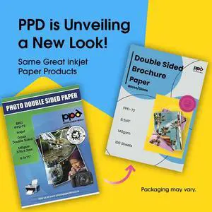 PPD 100 Sheets Inkjet Glossy Brochure and Flyer Paper 8.5x11 37lbs 140gsm Professional Quality Double Sided Instant Dry and Water-Resistant (PPD-72-100) PPD 100 Sheets Inkjet Glossy Brochure and Flyer Paper 8.5x11 37lbs 140gsm Professional Quality Double Sided Instant Dry and Water-Resistant (PPD-72-100)