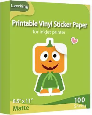 Lzerking Matte Printable Vinyl Sticker Paper 100 Sheets, Waterproof White Sticker Paper for Inkjet & Laser Printers, 8.5" x 11" for DIY, Labels & Small Business Use Lzerking Matte Printable Vinyl Sticker Paper 100 Sheets, Waterproof White Sticker Paper for Inkjet & Laser Printers, 8.5" x 11" for DIY, Labels & Small Business Use