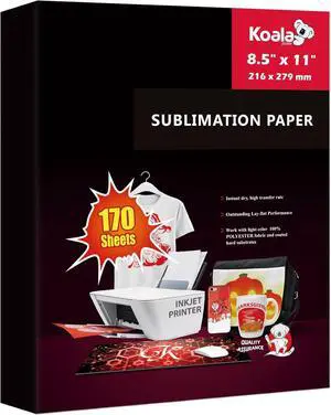Koala Paper Sublimation Paper 170 Sheets 8.5x11 Inch 105gsm,Apply for personalize Tumbler, Light Colored T-shirts and Other Sublimation Blanks, ONLY Compatible with Sublimation Ink Koala Paper Sublimation Paper 170 Sheets 8.5x11 Inch 105gsm,Apply for personalize Tumbler, Light Colored T-shirts and Other Sublimation Blanks, ONLY Compatible with Sublimation Ink