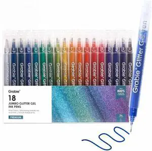 Grabie Jumbo Glitter Gel Pens Set of 18, Metallic Sparkle Gel Ink Pens, Large Capacity Vibrant Glitter Pens for Coloring Books, Drawing, Journaling, Scrapbooking & DIY Crafts, Smooth Writing Art Pens Grabie Jumbo Glitter Gel Pens Set of 18, Metallic Sparkle Gel Ink Pens, Large Capacity Vibrant Glitter Pens for Coloring Books, Drawing, Journaling, Scrapbooking & DIY Crafts, Smooth Writing Art Pens