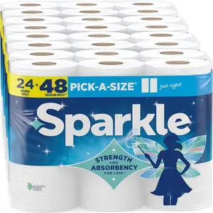 Sparkle Pick-A-Size Paper Towels, 24 Double Rolls (2,640 Sheets Total) - Strong 2-Ply Towels for Kitchen Cleanup and Everyday Messes Sparkle Pick-A-Size Paper Towels, 24 Double Rolls (2,640 Sheets Total) - Strong 2-Ply Towels for Kitchen Cleanup and Everyday Messes