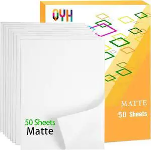 QYH Printable Vinyl Sticker Paper for Inkjet & Laser Printer - Matte White Waterproof, 50 Sheets Vivid Colors, Compatible with Cricut, Silhouette, Ideal for Small Business & DIY- 8.5"x11" QYH Printable Vinyl Sticker Paper for Inkjet & Laser Printer - Matte White Waterproof, 50 Sheets Vivid Colors, Compatible with Cricut, Silhouette, Ideal for Small Business & DIY- 8.5"x11"