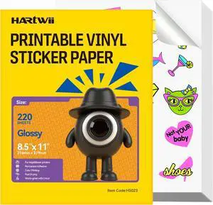220 Sheets Premium Glossy Printable Vinyl Sticker Paper, 8.5x11" Thicker Glossy White Self-Adhesive Sticker Paper,Quick-Drying Waterproof &Tear-Resistant Removable for Inkjet & Laser Printers 220 Sheets Premium Glossy Printable Vinyl Sticker Paper, 8.5x11" Thicker Glossy White Self-Adhesive Sticker Paper,Quick-Drying Waterproof &Tear-Resistant Removable for Inkjet & Laser Printers