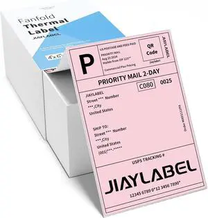 4x6 Thermal Shipping Label Mailing Stickers Paper for Thermal Label Printer USPS UPS Address Big Packing Fanfold Pink Color 500 Labels/Stack,1 Stack 4x6 Thermal Shipping Label Mailing Stickers Paper for Thermal Label Printer USPS UPS Address Big Packing Fanfold Pink Color 500 Labels/Stack,1 Stack