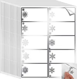 Qeeenar 250 Pcs Christmas Address Labels Bulk 2 x 4 Inch Foil Printable Gift Tags Compatible with Laser and Inkjet Printer 10 Per Sheet for Name Tags Office Mailing Label(Snowflake,Silver) Qeeenar 250 Pcs Christmas Address Labels Bulk 2 x 4 Inch Foil Printable Gift Tags Compatible with Laser and Inkjet Printer 10 Per Sheet for Name Tags Office Mailing Label(Snowflake,Silver)