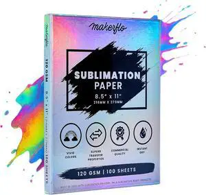 Makerflo Sublimation Paper 8.5 x 11 Inch 100 Sheets, Heat Transfer Sublimation Paper For Tumblers T-Shirts Phone Case Mugs, Printable Stickers Gifting Christmas DIY Enthusiast Makerflo Sublimation Paper 8.5 x 11 Inch 100 Sheets, Heat Transfer Sublimation Paper For Tumblers T-Shirts Phone Case Mugs, Printable Stickers Gifting Christmas DIY Enthusiast