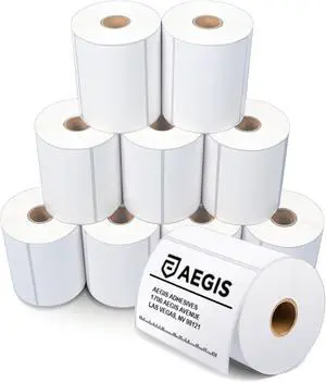 Aegis Adhesives - 4" X 3" Direct Thermal Labels (5000 Count, 10 Rolls) - Shipping and Postage Barcode Labels, Product Packaging Identification - Compatible with Zebra and Rollo Printers Aegis Adhesives - 4" X 3" Direct Thermal Labels (5000 Count, 10 Rolls) - Shipping and Postage Barcode Labels, Product Packaging Identification - Compatible with Zebra and Rollo Printers