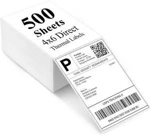 LotFancy 4x6 Thermal Labels, 500 Shipping Labels with Perforation, Permanent Adhesive, White Mailing Label Stickers, Compatible with Rollo, Zebra Thermal Printers LotFancy 4x6 Thermal Labels, 500 Shipping Labels with Perforation, Permanent Adhesive, White Mailing Label Stickers, Compatible with Rollo, Zebra Thermal Printers