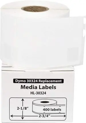 HOUSELABELS Compatible DYMO 30324 Media Labels (2-1/8" x 2-3/4") Compatible with Rollo, Some DYMO LW Printers, 6 Rolls /2400 Labels HOUSELABELS Compatible DYMO 30324 Media Labels (2-1/8" x 2-3/4") Compatible with Rollo, Some DYMO LW Printers, 6 Rolls /2400 Labels