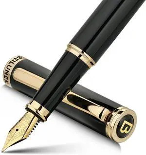 BEILUNER Black Fountain Pen,Stunning Luxury Pens with 24K Gold Accents, Gorgeous 24K Gilded Nib(Medium), Trustworthy Pen Gift for Men&Women -Ink Converter-Elegant, Reliable,Nice Pen for Writing BEILUNER Black Fountain Pen,Stunning Luxury Pens with 24K Gold Accents, Gorgeous 24K Gilded Nib(Medium), Trustworthy Pen Gift for Men&Women -Ink Converter-Elegant, Reliable,Nice Pen for Writing