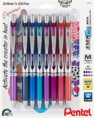 Pentel EnerGel RTX Retractable Liquid Gel Pen, Creator Expressions Pack, 0.7mm, Metal Tip, Medium Line, Assorted Ink, Pack of 8 Pens (BL77XRIGBP8M) Pentel EnerGel RTX Retractable Liquid Gel Pen, Creator Expressions Pack, 0.7mm, Metal Tip, Medium Line, Assorted Ink, Pack of 8 Pens (BL77XRIGBP8M)