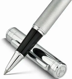 MCNTEIK Silver Rollerball Pen, Stunning Luxury Pen with Mesh Texture Design, Bright Silver Chrome Finish, Schmidt refill, Nice Gift Set for Men & Women, Executive, Office, Graduation, Fancy Pens MCNTEIK Silver Rollerball Pen, Stunning Luxury Pen with Mesh Texture Design, Bright Silver Chrome Finish, Schmidt refill, Nice Gift Set for Men & Women, Executive, Office, Graduation, Fancy Pens