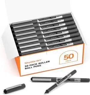 Shuttle Art RollerBall Pens, 50 Pack Black Fine Point Roller Ball Pens, 0.5mm Liquid Ink Pens for Writing Journaling Taking Notes School Office Shuttle Art RollerBall Pens, 50 Pack Black Fine Point Roller Ball Pens, 0.5mm Liquid Ink Pens for Writing Journaling Taking Notes School Office
