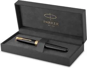 Parker Sonnet Fountain Pen Black Lacquer with Gold Trim Medium Nib (1931495) Parker Sonnet Fountain Pen Black Lacquer with Gold Trim Medium Nib (1931495)
