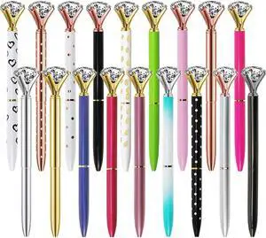 Oddmoal Diamond Pens Fun Fancy Crystal Diamond Pen For Women, Bling Metal Pens, Black Ink, 18 Count(Mixed Colors) Oddmoal Diamond Pens Fun Fancy Crystal Diamond Pen For Women, Bling Metal Pens, Black Ink, 18 Count(Mixed Colors)