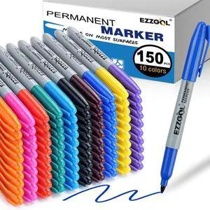Ezzgol Permanent Markers Bulk, 150 Pack, 10 Assorted Colors,Multicolor Fine Tip Marker,Waterproof, Quick Drying on Paper,Metal,Wood,Plastic for School,Office,Home Ezzgol Permanent Markers Bulk, 150 Pack, 10 Assorted Colors,Multicolor Fine Tip Marker,Waterproof, Quick Drying on Paper,Metal,Wood,Plastic for School,Office,Home