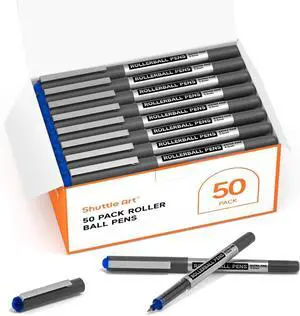 Shuttle Art RollerBall Pens, 50 Pack Blue Fine Point Roller Ball Pens, 0.5mm Liquid Ink Pens for Writing Journaling Taking Notes School Office Shuttle Art RollerBall Pens, 50 Pack Blue Fine Point Roller Ball Pens, 0.5mm Liquid Ink Pens for Writing Journaling Taking Notes School Office