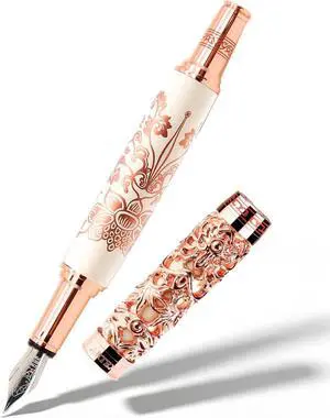 ARTEX Luxury Fountain Pen - Museum Art Collections - Crafting Timeless Beauty - the Best Gift & Office Desk Decor, German SCHMIDT Fine Nib, Solid Metal (Ivory and Rosegold Pen) ARTEX Luxury Fountain Pen - Museum Art Collections - Crafting Timeless Beauty - the Best Gift & Office Desk Decor, German SCHMIDT Fine Nib, Solid Metal (Ivory and Rosegold Pen)