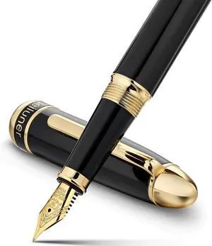 BEILUNER 315 Black Fountain Pen,Stunning Luxury Pens with 24K Gold Accents, Gorgeous 24K Gilded Nib(Medium), Ink Converter,Fancy Pen Gift for Men&Women-Elegant, Office, Reliable, Nice Design BEILUNER 315 Black Fountain Pen,Stunning Luxury Pens with 24K Gold Accents, Gorgeous 24K Gilded Nib(Medium), Ink Converter,Fancy Pen Gift for Men&Women-Elegant, Office, Reliable, Nice Design