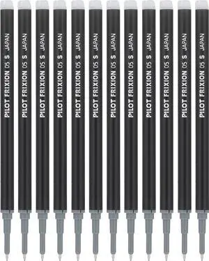 Pilot, FriXion Ball Gel Ink Refills for Erasable Pens, Rollerball 0.7 mm, Fine Point, Erasable Pen Refills, Pack of 12, Black Pilot, FriXion Ball Gel Ink Refills for Erasable Pens, Rollerball 0.7 mm, Fine Point, Erasable Pen Refills, Pack of 12, Black