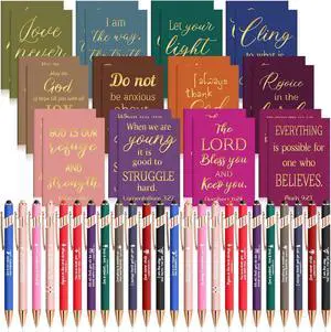 Estune 48 Pcs Bible Pens Notepads Gifts Set Christian Gifts for Women Ballpoint Pen Notebook Inspirational Quotes Christian Pens Bible Journal Motivational Gift for Church Coworkers (Simple Style) Estune 48 Pcs Bible Pens Notepads Gifts Set Christian Gifts for Women Ballpoint Pen Notebook Inspirational Quotes Christian Pens Bible Journal Motivational Gift for Church Coworkers (Simple Style)