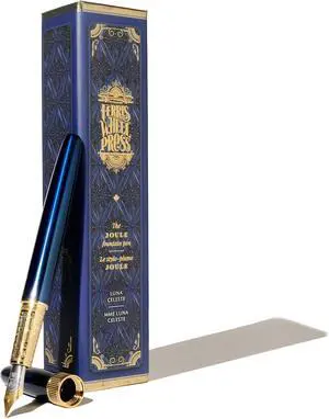 Ferris Wheel Press | Joule Fountain Pen | Luna Celeste | Double Gold Plated, Sapphire Lacquer Finish | Two-Tone Steel Nib | Leather Sleeve/Fine Ferris Wheel Press | Joule Fountain Pen | Luna Celeste | Double Gold Plated, Sapphire Lacquer Finish | Two-Tone Steel Nib | Leather Sleeve/Fine