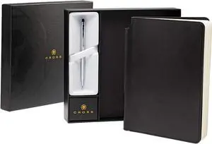 Cross Classic Century Chrome Refillable Ballpoint Pen and Medium Lined Journal Gift Set, Includes Premium Gift Box - Classic Black Cross Classic Century Chrome Refillable Ballpoint Pen and Medium Lined Journal Gift Set, Includes Premium Gift Box - Classic Black