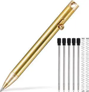 KeyUnity KP00 Titanium Alloy Bolt Action Pen with Bonus Refills, Retractable Pocket Ball-point Pen for Everyday Use Signature, Fine Point, Black Ink (Brass) KeyUnity KP00 Titanium Alloy Bolt Action Pen with Bonus Refills, Retractable Pocket Ball-point Pen for Everyday Use Signature, Fine Point, Black Ink (Brass)