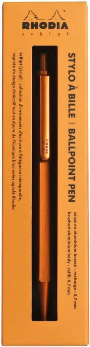 RHODIA 9388C - Script Refillable Ballpoint Pen Hexagonal Brushed Aluminium Body - Orange - 0.7 mm High Precision Retractable Ball Point, Black Ink - Script Collection RHODIA 9388C - Script Refillable Ballpoint Pen Hexagonal Brushed Aluminium Body - Orange - 0.7 mm High Precision Retractable Ball Point, Black Ink - Script Collection