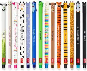LEGAMI - Set of 14 Cute Erasable Gel Pens with Thermosensitive Erase Ink, Range of ink colours & barrel designs, 0.7mm Tip, Animal Designs, Panda, Bunny, Unicorn etc LEGAMI - Set of 14 Cute Erasable Gel Pens with Thermosensitive Erase Ink, Range of ink colours & barrel designs, 0.7mm Tip, Animal Designs, Panda, Bunny, Unicorn etc