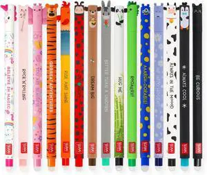 LEGAMI - Set of 15 Erasable Gel Pens with Thermosensitive Erase Ink, Range of ink colours & barrel designs, 0.7mm Tip, Animal Designs, Ladybug, Monster, Tiger, and Farmyard LEGAMI - Set of 15 Erasable Gel Pens with Thermosensitive Erase Ink, Range of ink colours & barrel designs, 0.7mm Tip, Animal Designs, Ladybug, Monster, Tiger, and Farmyard