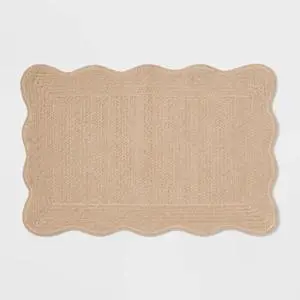 20"x30" Scallop Cotton Braid Bath Rug Khaki 20"x30" Scallop Cotton Braid Bath Rug Khaki