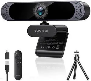 4K Webcam, Ultra HD 1/2.55'' Sony Sensor, 3X Digital Zoom, Dual Noise-Canceling Microphones, Remote Control, Auto Focus, Streaming Webcam for PC, Mac, Laptop, Video Call, Zoom, Skype, Teams 4K Webcam, Ultra HD 1/2.55'' Sony Sensor, 3X Digital Zoom, Dual Noise-Canceling Microphones, Remote Control, Auto Focus, Streaming Webcam for PC, Mac, Laptop, Video Call, Zoom, Skype, Teams