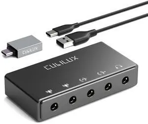 CB5 USB Audio Interface for Recording, Streaming, Podcasting, USB to 3.5mm Sound Card with Stereo Microphone Input, Line-In, Line-Out & Headphone Jack for Monitors, Support Windows & Mac OS CB5 USB Audio Interface for Recording, Streaming, Podcasting, USB to 3.5mm Sound Card with Stereo Microphone Input, Line-In, Line-Out & Headphone Jack for Monitors, Support Windows & Mac OS
