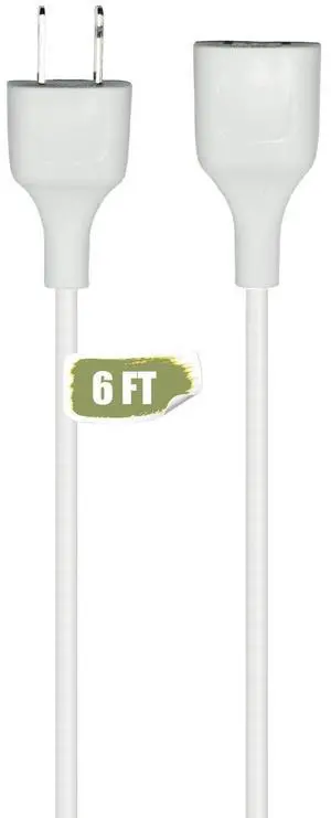 White Extension Cord 6FT Extension Cords Thin 2 Prong for Indoor Use Outdoor Use with Single Plug- Ideal for Christmas Lights, Lamps, Camer,TV White Extension Cord 6FT Extension Cords Thin 2 Prong for Indoor Use Outdoor Use with Single Plug- Ideal for Christmas Lights, Lamps, Camer,TV