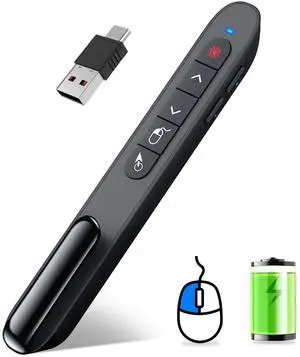 Wireless Presenter Remote with Air Mouse Control, Rechargeable USB A&C Presentation Clicker PPT Pointer RF 2.4GhZ PowerPoint Clicker Slide Advancer for Computer Laptop Mac Wireless Presenter Remote with Air Mouse Control, Rechargeable USB A&C Presentation Clicker PPT Pointer RF 2.4GhZ PowerPoint Clicker Slide Advancer for Computer Laptop Mac