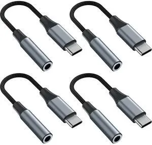4pcs USB C to 3.5mm Female Headphone Jack Adapter, Upgrade Metal Case, Compatible with Samsung S20+/S21 Ultra, iPhone15 16 17, and More USB C Audio Devices 4pcs USB C to 3.5mm Female Headphone Jack Adapter, Upgrade Metal Case, Compatible with Samsung S20+/S21 Ultra, iPhone15 16 17, and More USB C Audio Devices
