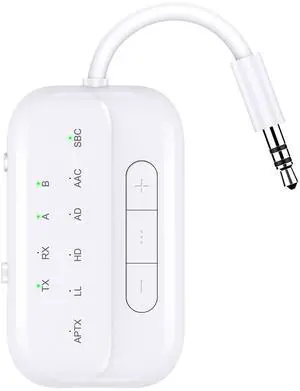 Bluetooth Transmitter Receiver, 2-in-1 V5.3 Wireless Adapter for Airplane, TV, PC, Gym, Switch. Supports up to 2 AirPods/Headphones. Audio Receiver for Car/Home Stereo,with AptX Low Latency & HD Bluetooth Transmitter Receiver, 2-in-1 V5.3 Wireless Adapter for Airplane, TV, PC, Gym, Switch. Supports up to 2 AirPods/Headphones. Audio Receiver for Car/Home Stereo,with AptX Low Latency & HD