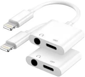 Apple MFi Certified 2-in-1 Lightning to 3.5mm Headphone Jack Adapter,Fast Charger&Aux Audio Splitter Dongle for iPhone-Car AUX,Home,Gym,Travel,Compatible with iPhone 14/13/12/11/XR/X/8/7,2Pack,White Apple MFi Certified 2-in-1 Lightning to 3.5mm Headphone Jack Adapter,Fast Charger&Aux Audio Splitter Dongle for iPhone-Car AUX,Home,Gym,Travel,Compatible with iPhone 14/13/12/11/XR/X/8/7,2Pack,White
