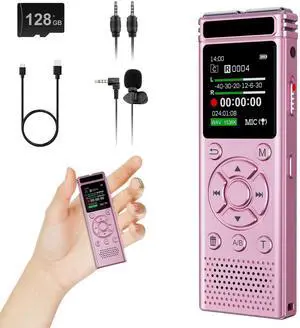 136GB Digital Voice Recorder with Playback,9000 Hours Audio Recording Device,Voice Activated Recorder with Noise Reduction,A-B Repeat,Mp3 Player & Password for Lectures Meeting/Classes/Interviews,Pink 136GB Digital Voice Recorder with Playback,9000 Hours Audio Recording Device,Voice Activated Recorder with Noise Reduction,A-B Repeat,Mp3 Player & Password for Lectures Meeting/Classes/Interviews,Pink