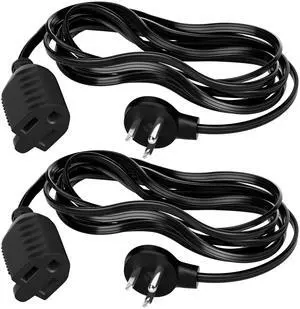 Flat Plug Extension Cord 6 Ft 2 Pack with Slim Space-Saving Plug Design, Thin Flat Cable Low Profile Power Cord 3 Prong Grounded Wire, 16 Gauge 13 A/125 V-Black-ETL Certified Flat Plug Extension Cord 6 Ft 2 Pack with Slim Space-Saving Plug Design, Thin Flat Cable Low Profile Power Cord 3 Prong Grounded Wire, 16 Gauge 13 A/125 V-Black-ETL Certified
