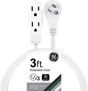3-Outlet Flat Extension Cord 3 Ft Grounded Extension Cord with Multiple Outlets 3 Prong Outlet Extender Flat Plug Power Strip Indoor 16 Gauge UL Listed White 69869 3-Outlet Flat Extension Cord 3 Ft Grounded Extension Cord with Multiple Outlets 3 Prong Outlet Extender Flat Plug Power Strip Indoor 16 Gauge UL Listed White 69869