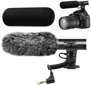Camera Microphone, Video Microphone for DSLR Close Interview Shotgun Mic for Canon Nikon Sony Fuji Mic with Windscreen, Compatible with Camera with 3.5mm (1/8") TRS Plug Camera Microphone, Video Microphone for DSLR Close Interview Shotgun Mic for Canon Nikon Sony Fuji Mic with Windscreen, Compatible with Camera with 3.5mm (1/8") TRS Plug