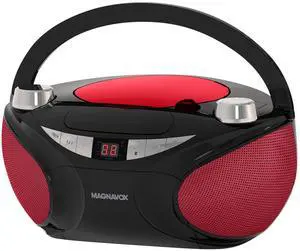 MD6949 Portable Top Loading CD Boombox with AM/FM Stereo Radio and Bluetooth Wireless Technology in Black | CD-R/CD-RW Compatible | LED Display | (Black/Red) MD6949 Portable Top Loading CD Boombox with AM/FM Stereo Radio and Bluetooth Wireless Technology in Black | CD-R/CD-RW Compatible | LED Display | (Black/Red)